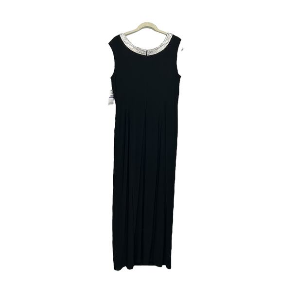 Alex Evenings Embellished Sleeveless Maxi Dress NWT Womens Sz 18 Black Side Slit - Picture 2 of 8